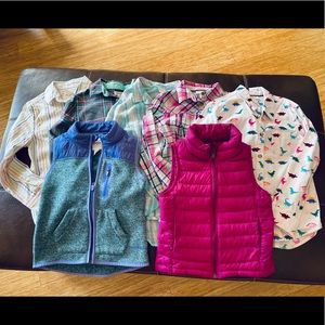 Girls button ups and vests